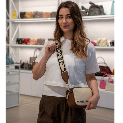 Marc Jacobs Women's Flash Leather Crossbody Bag Colorblock Iced Coffee Multi