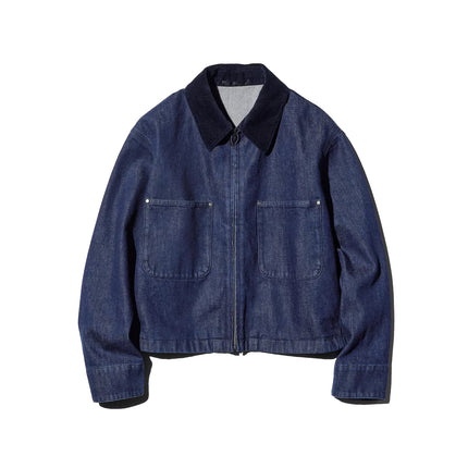 Uniqlo Unisex Zip Up Short Jacket | Denim 69 Navy