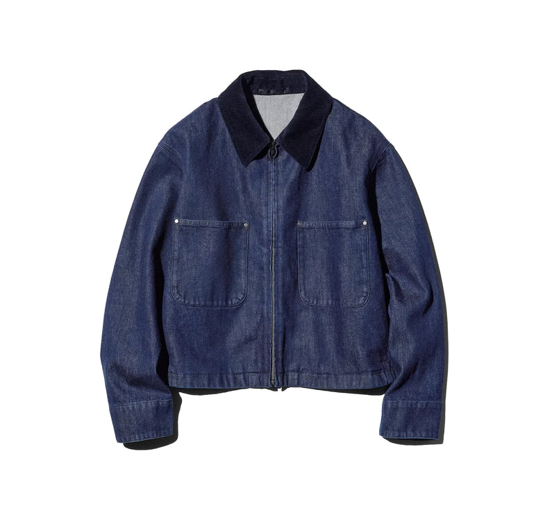 Uniqlo Unisex Zip Up Short Jacket | Denim 69 Navy