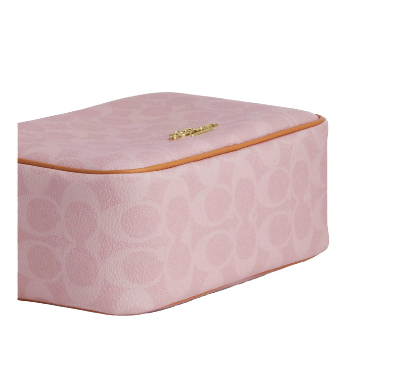 Coach Women's Mini Carey Crossbody Bag In Signature Canvas With Charms Gold/Powder Pink