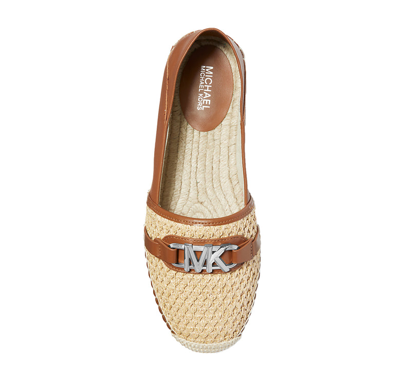 Michael Kors Women's Ember Leather and Straw Espadrille Natural Luggage