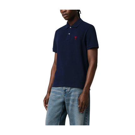 AMI Alexandre Mattiussi Unisex Cotton Ami de Coeur Polo Shirt Night Blue