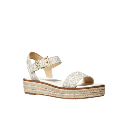 Michael Kors Women's Richie Signature Logo Platform Espadrille Sandal Vanilla