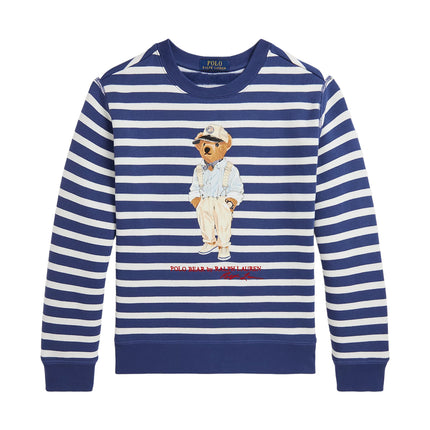 Polo Ralph Lauren Boy's Striped Polo Bear Fleece Sweatshirt  Light Navy