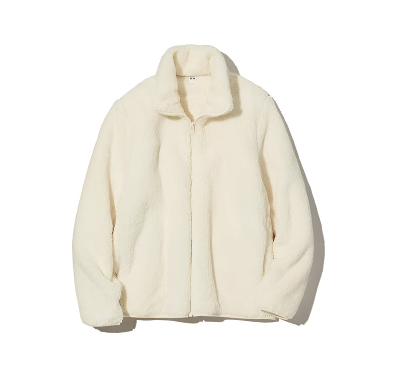 Uniqlo Women's Fluffy Yarn Fleece Full Zip Jacket 01 Off White