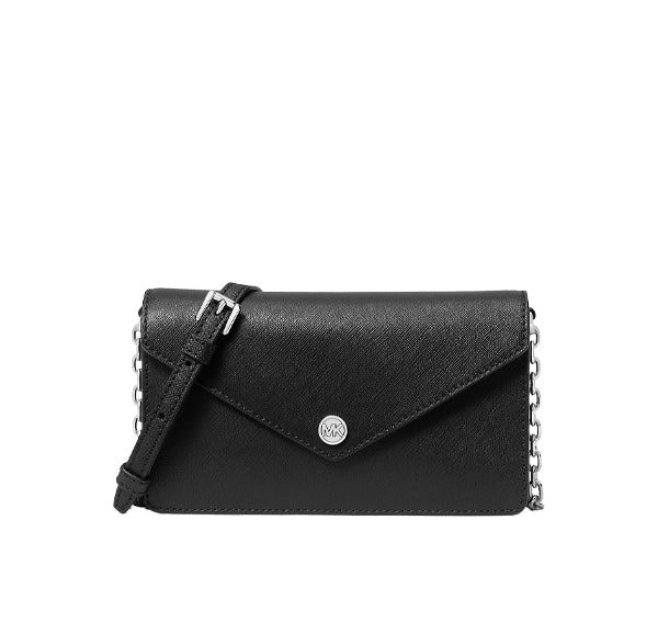 Michael Kors Women's Small Saffiano Leather Envelope Crossbody Bag Black