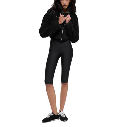alo Women's Sherpa Cropped Slope Side Jacket Black