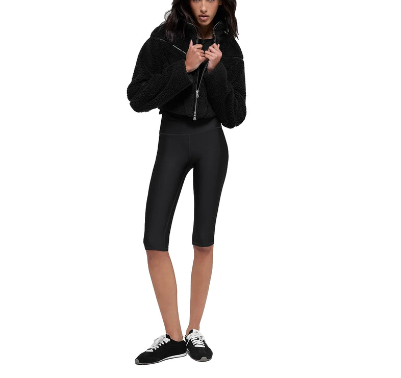 alo Women's Sherpa Cropped Slope Side Jacket Black