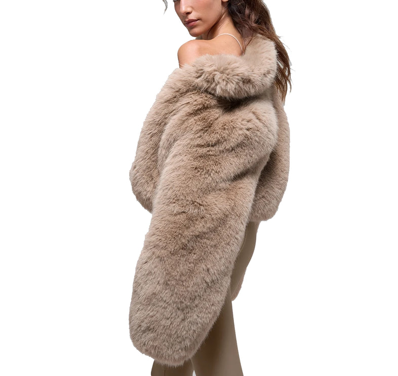 alo Women's Opulent Faux Fur Cropped Jacket Oat
