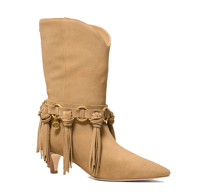 Michael Kors Women's Daniela Fringe Suede Boot Burnt Khaki