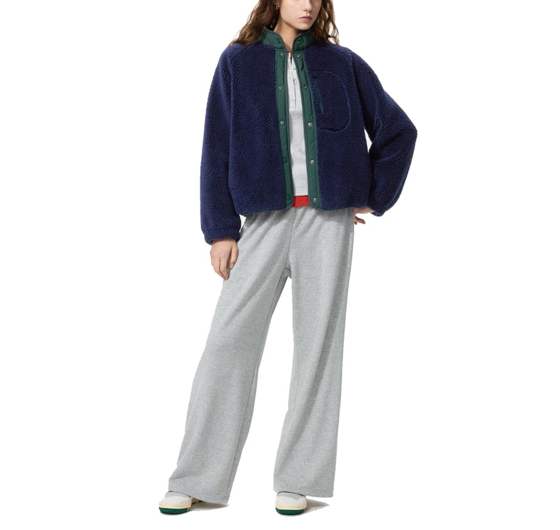 Uniqlo Women's Pile Lined Fleece Combination Jacket 69 Navy