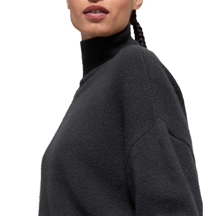 alo Women's Wool Cashmere Cropped New Class Turtleneck Sweater Black