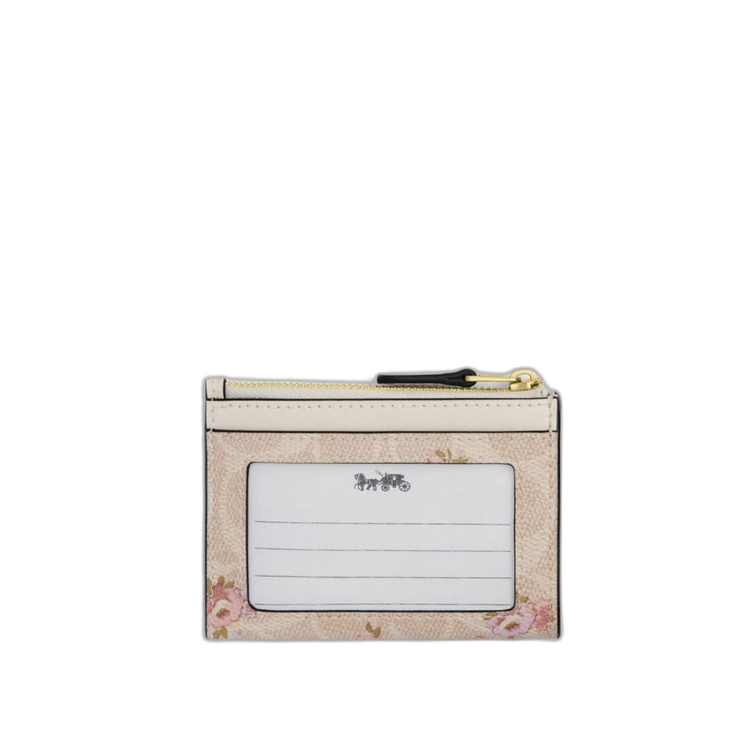Coach Women's Mini Skinny Id Case In Signature Canvas With Floral Print Gold/Sand Multi