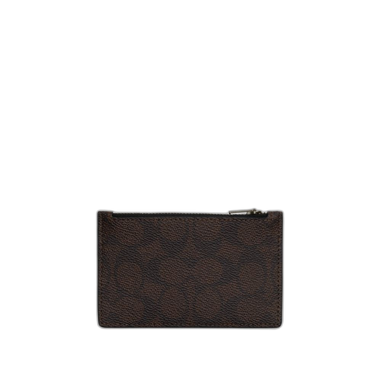 Coach Women's Zip Card Case In Signature Canvas Qb/Walnut/Chalk