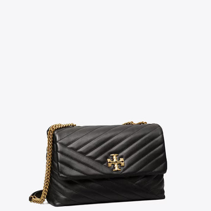 Tory Burch Women's Kira Chevron Convertible Shoulder Bag Black / Rolled Brass