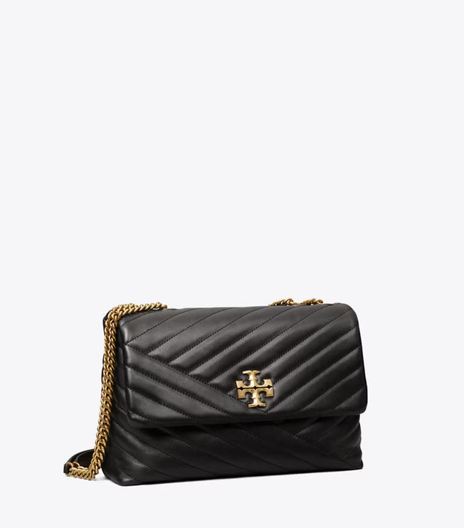 Tory Burch Women's Kira Chevron Convertible Shoulder Bag Black / Rolled Brass