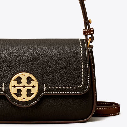 Tory Burch Women's Mini Leather Flap Shoulder Bag Black