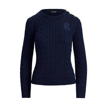 Polo Ralph Lauren Women's Button-Trim Cable-Knit Sweater Lauren Navy