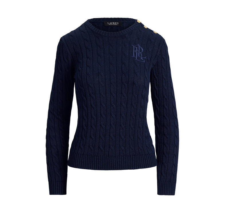 Polo Ralph Lauren Women's Button-Trim Cable-Knit Sweater Lauren Navy