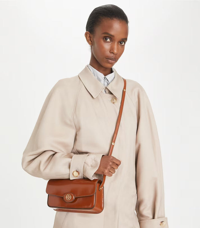 Tory Burch Women's Robinson Spazzolato Rectangular Shoulder Bag DARK SIENNA