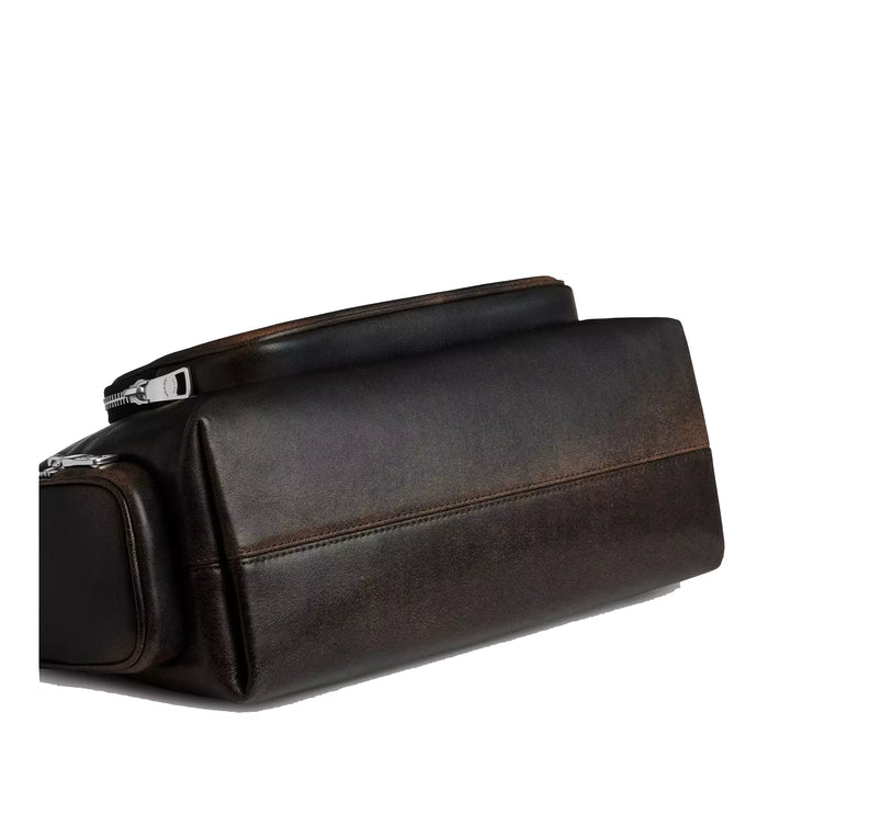 Coach Women's Laurel Shoulder Bag With Pockets In Loved Leather Silver/Black Brown