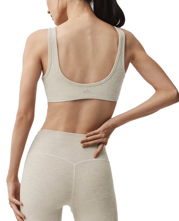 alo Women's Alosoft Center Stage Bra Oatmeal Heather