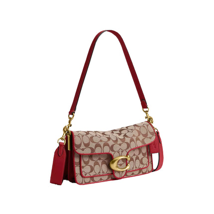 Coach Women's Tabby Shoulder Bag 26 In Signature Jacquard Brass/Poppy Signature