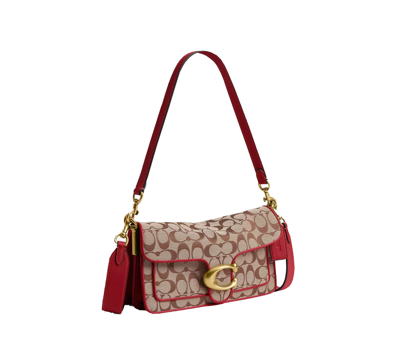 Coach Women's Tabby Shoulder Bag 26 In Signature Jacquard Brass/Poppy Signature