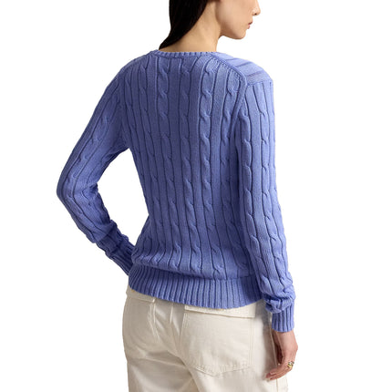 Polo Ralph Lauren Women's Cable-Knit Cotton V-Neck Sweater New Litchfield Blue
