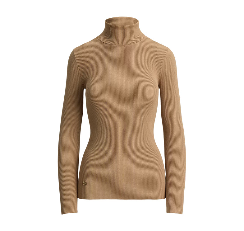 Polo Ralph Lauren Women's Cotton-Blend Ribbed Turtleneck Lauren Camel