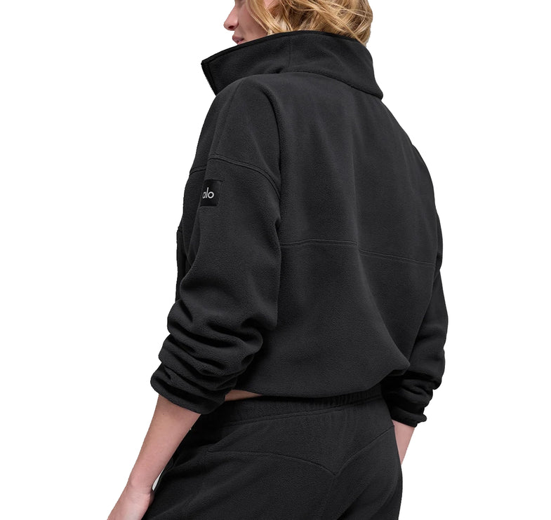 alo Women's Polar Fleece Retreat Cover Up Black