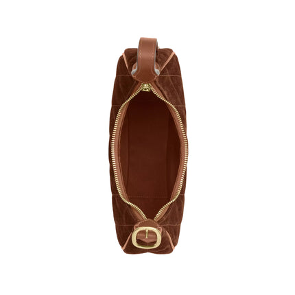 Coach Women's Emily Shoulder Bag With Quilting Suede/Gold/Warm Brown