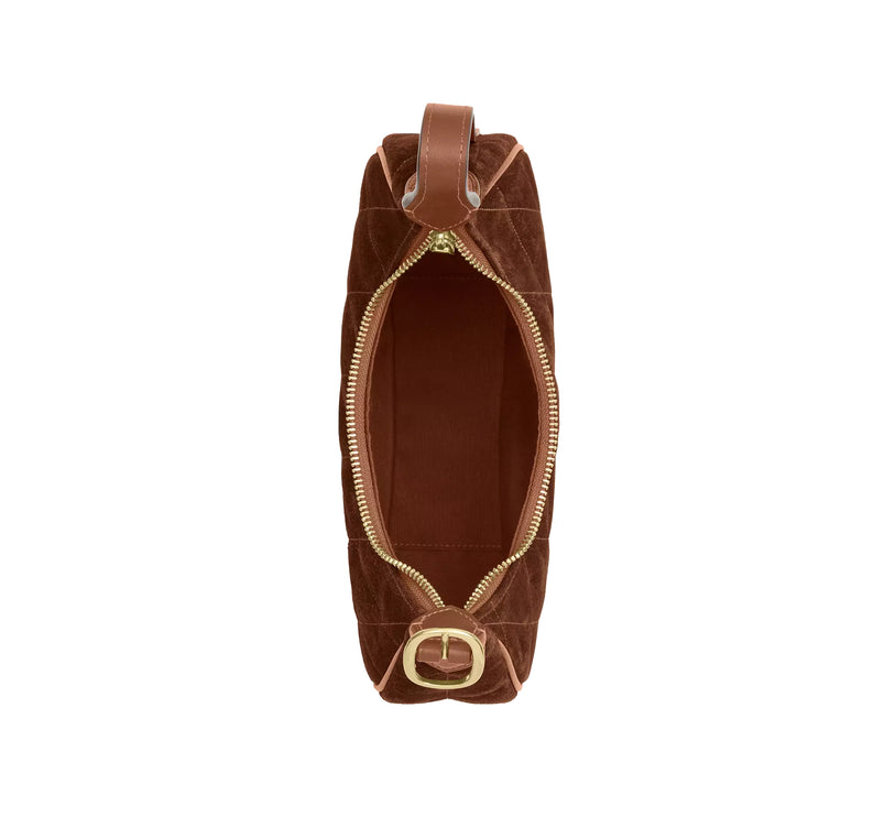 Coach Women's Emily Shoulder Bag With Quilting Suede/Gold/Warm Brown
