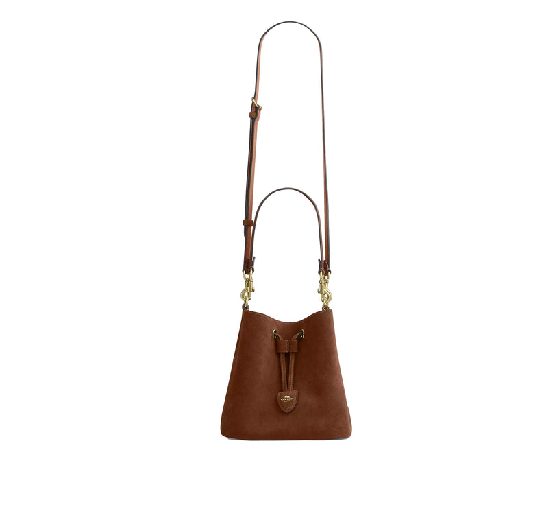 Coach Women's Rowan Bucket Bag Suede/Gold/Warm Brown