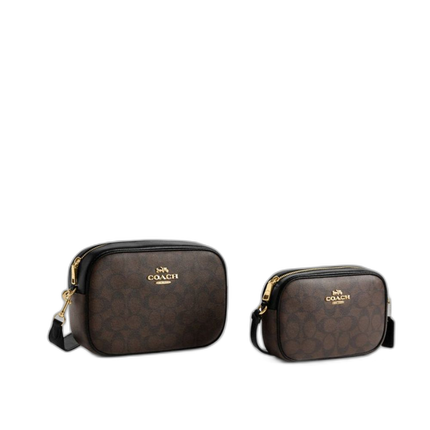 Coach Women's Jamie Camera Bag In Signature Canvas With Stripe Silver/Sand/Taupe