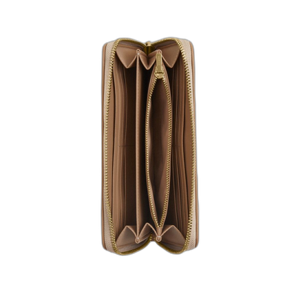 Coach Women's Long Zip Around Wallet With Signature Canvas Gold/Dark Natural Multi