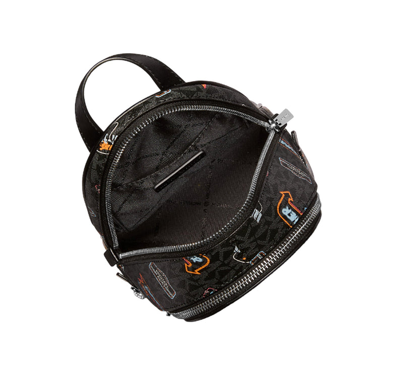 Michael Kors Women's Rhea Extra Small Printed Signature Logo Backpack Black
