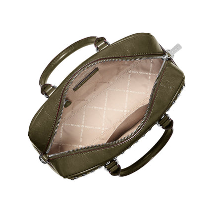 Michael Kors Women's Thompson Medium Distressed Studded Satchel Olive