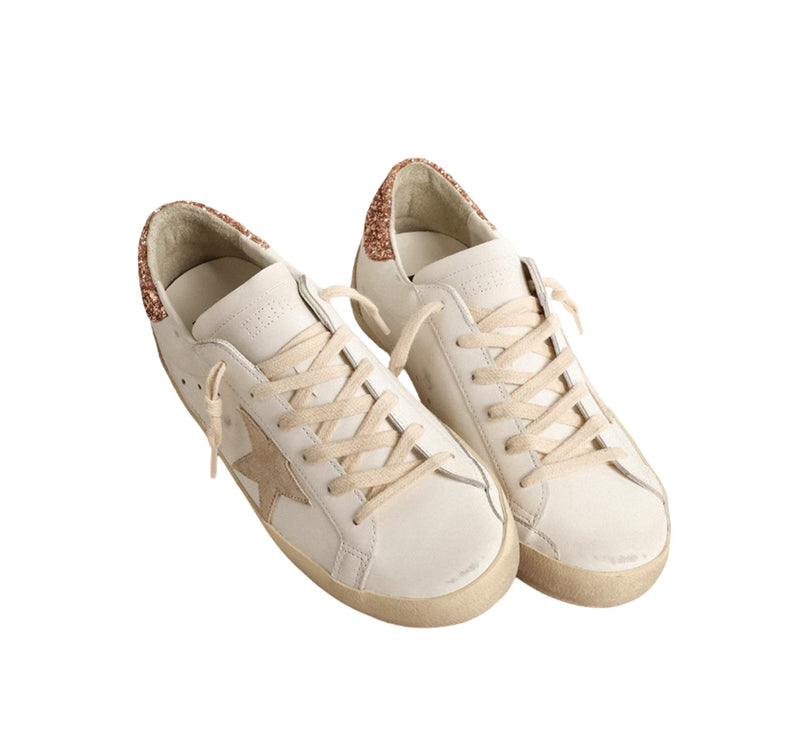 Golden Goose Women's Super Star Sneakers with Suede Star and Peach Pink