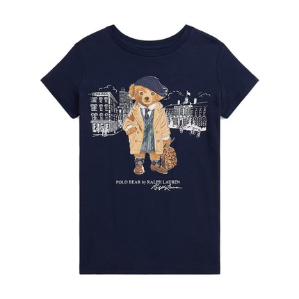 Polo Ralph Lauren Girl's Polo Bear Cotton Jersey Tee Refined Navy - Hemen Kargoda