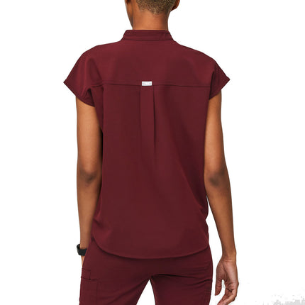 FIGS Women's Rafaela Oversized Scrub Top Burgundy