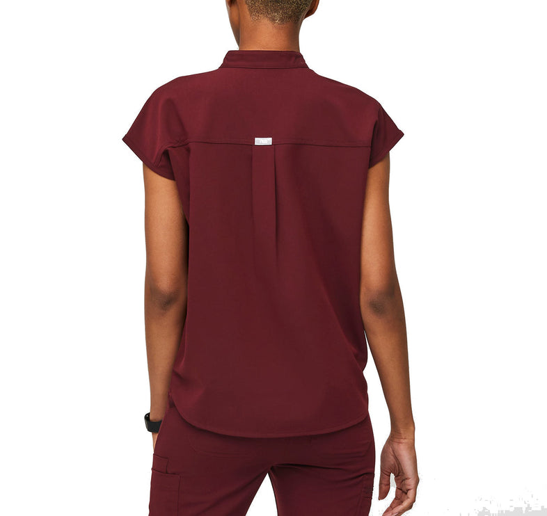 FIGS Women's Rafaela Oversized Scrub Top Burgundy