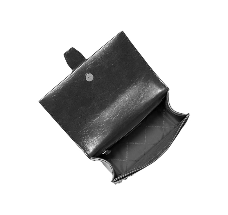 Michael Kors Women's Greenwich Small Studded Distressed Crossbody Bag Silver/Black