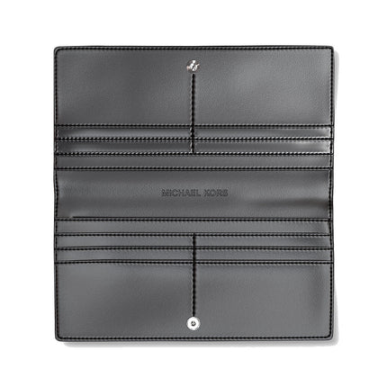 Michael Kors Women's Carson Large Signature Logo Wallet Black/Silver