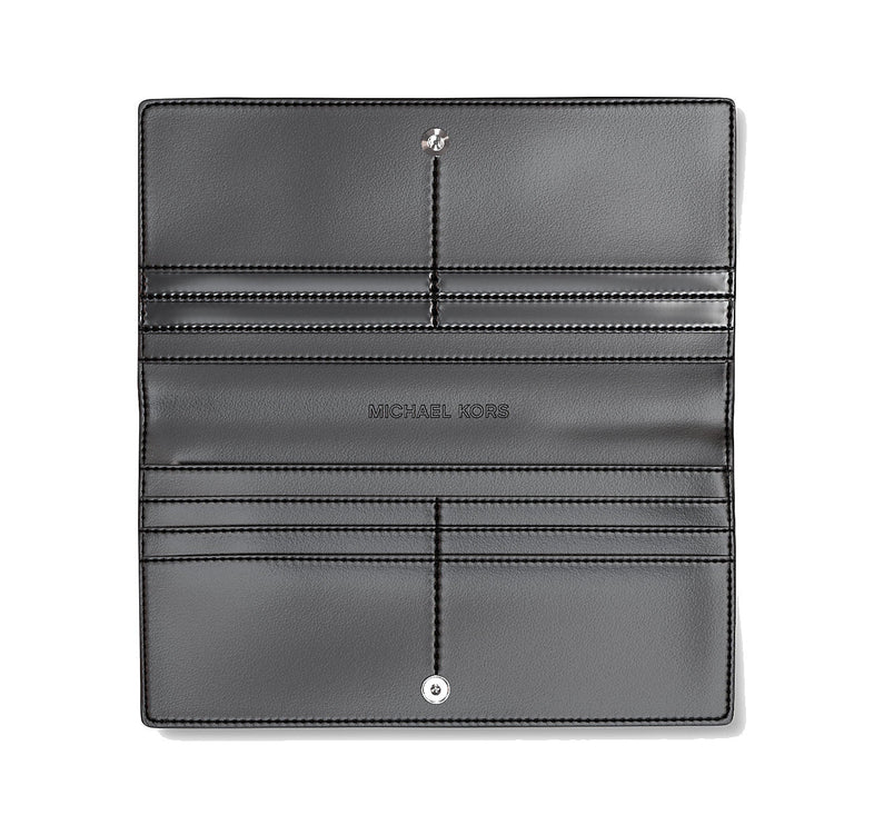 Michael Kors Women's Carson Large Signature Logo Wallet Black/Silver