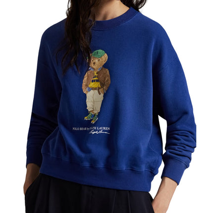 Polo Ralph Lauren Women's Polo Bear Lightweight Fleece Crewneck Blue Yacht