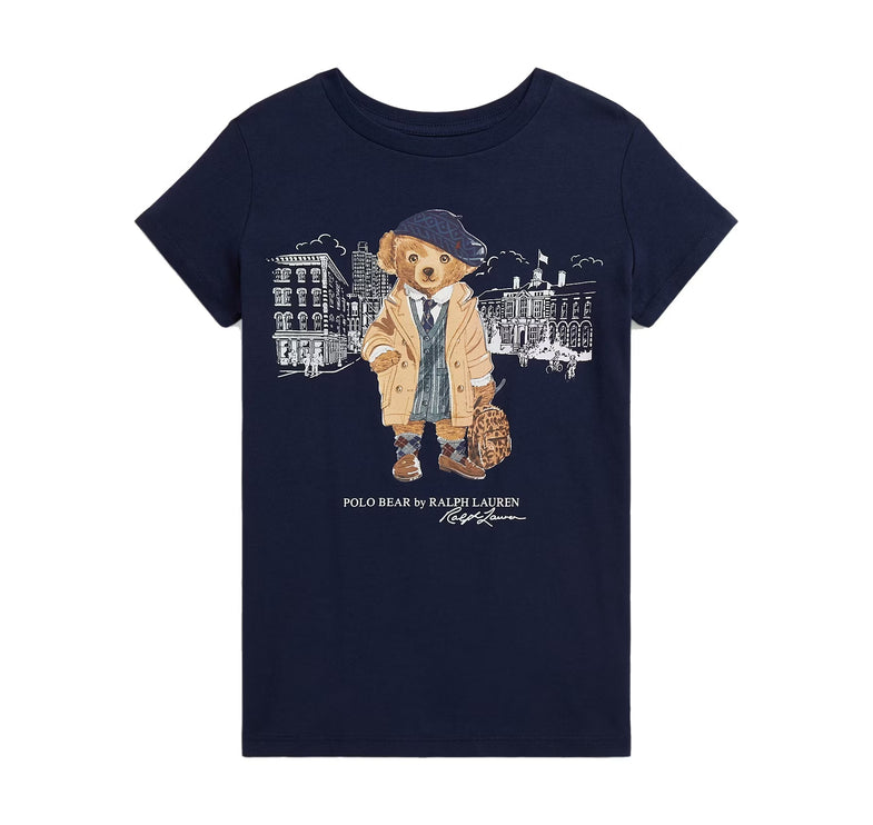 Polo Ralph Lauren Girl's Polo Bear Cotton Jersey Tee Refined Navy