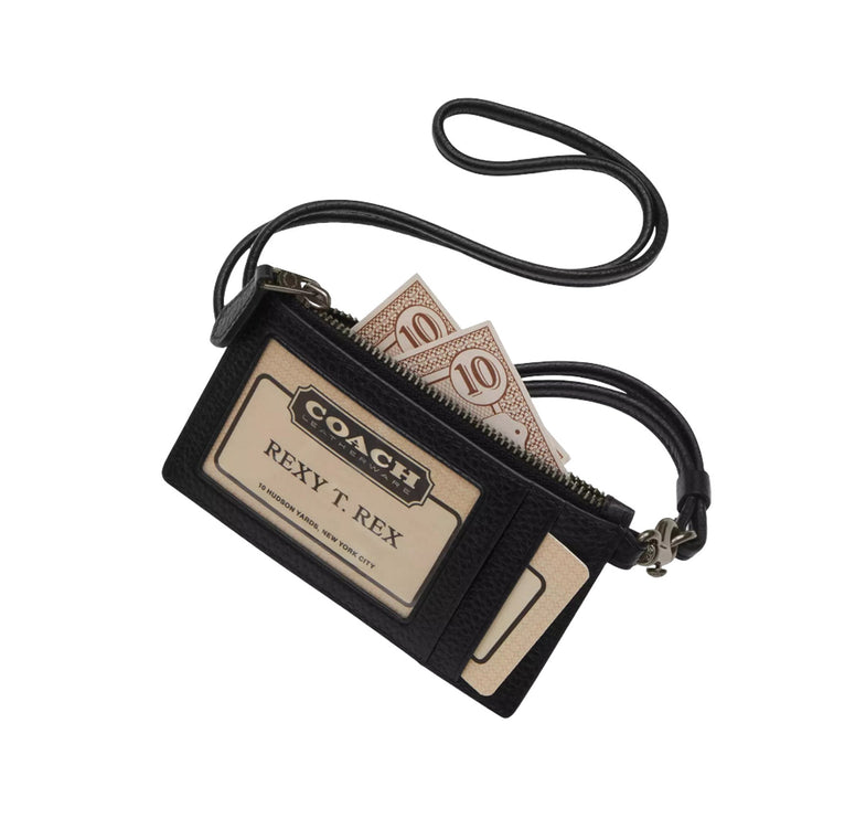 Coach Women's Zip Lanyard Card Case Gunmetal/Chalk