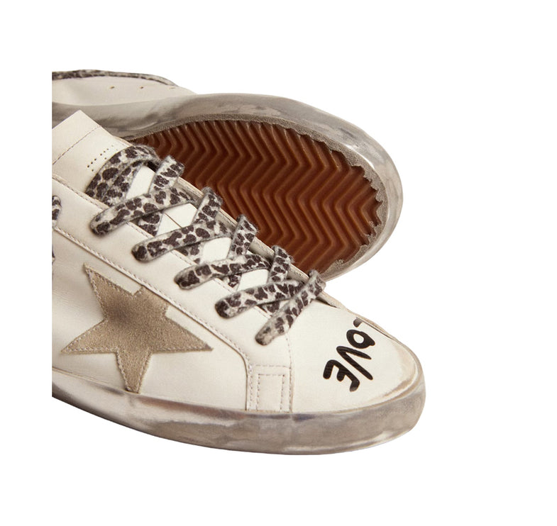 Golden Goose Women's Super Star Sneakers White Leather with Gray Suede Star