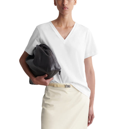 COS Women's V-Neck Cotton T-Shirt White